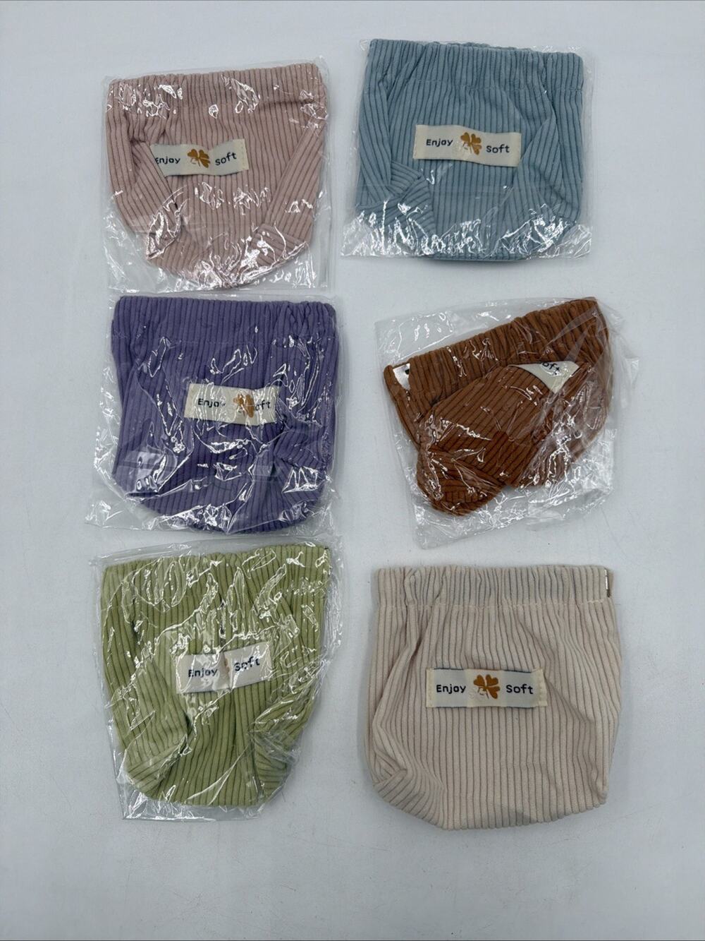 6 Packs Corduroy Elastic Hair Tie Organizer Bag, Portable Travel Elastic Storage